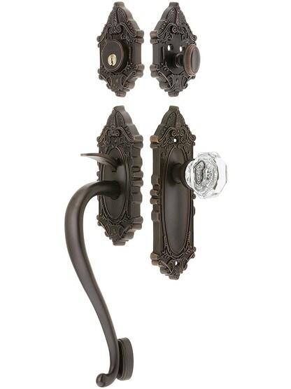 Grandeur Grande Victorian Thumblatch Entrance Set With Chambord Knob in Oil-Rubbed Bronze.